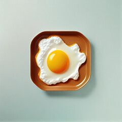 Fried egg on a plate. Generative AI