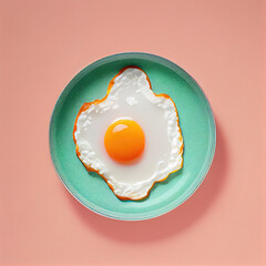 Fried egg on a plate. Generative AI