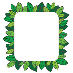 Green leaves frame with copy space in the middle, vector illustration of natural mock up template