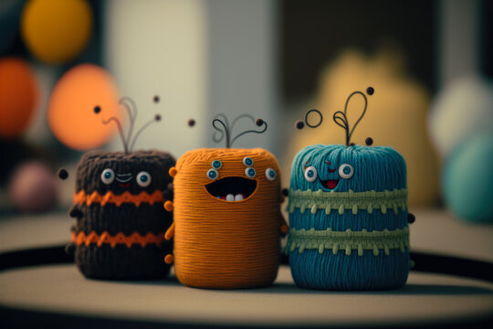 cute embroidered monsters, generative ai