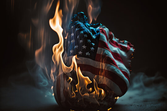 burning flag of the USA, Generative AI