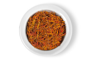 Fototapeta premium Various kinds of spices in sixteen white square bowls