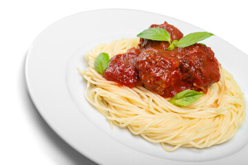 seving of spaghetti with meatballs