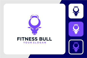 fitness logo design with bull and barbell