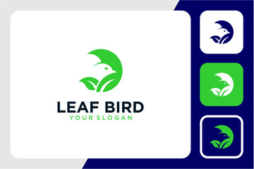 bird logo design with leaves and flying