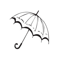 Umbrella in cartoon black and white style for coloring. Vector illustration
