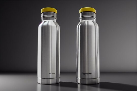 Stainless Thermos Water Bottle Mockup, Steel Coffee Bottle. Generative AI