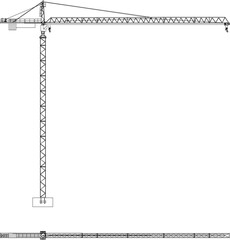 Sketch vector illustration of a tower crane