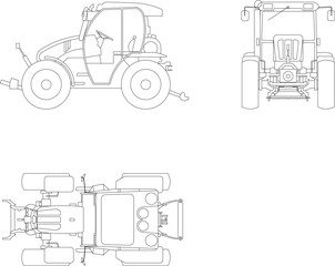 Vector illustration sketch of a farm implement tractor