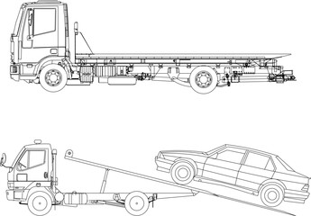 Vector sketch of vehicle transport truck illustration