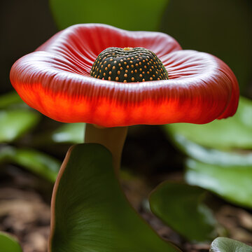 Macro images of baby rafflesia flower plant in the rainforest