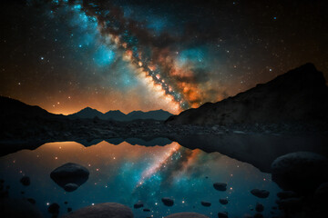 Fototapeta premium Milky Way - starry night sky - Created with Generative AI technology.