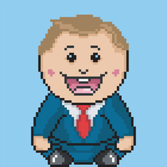 male character wearing a suit in pixel art 