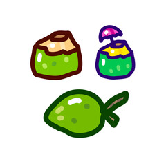 coconut doodle. can use for sticker etc