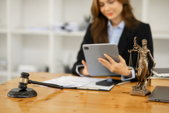 Businesswoman Lawyers Having  Concepts Of  Legal Services At The Law Office Work Legal Advice Online