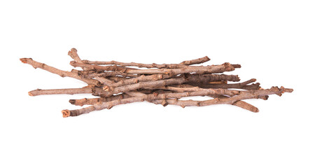 Obraz premium Old dry tree twigs isolated on white