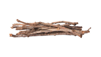 Old dry tree twigs isolated on white