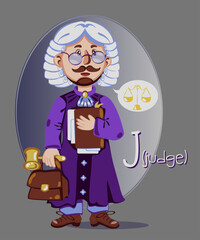 judge
Illustration of occupations in alphabetical order for children's books or professions day.Letter 