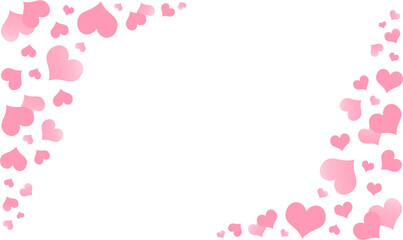 Pink hearts frame, png transparent overlay Valentines day banner design, flying hearts illustration with copy space