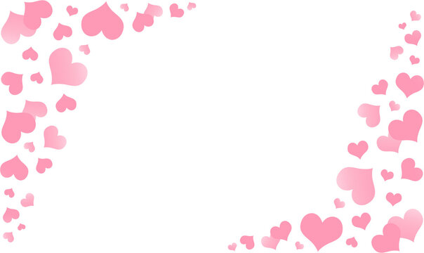 Pink hearts frame, png transparent overlay Valentines day banner design, flying hearts illustration with copy space