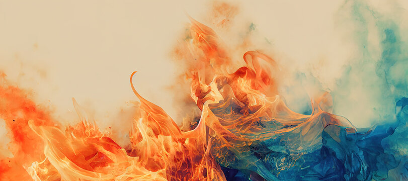 colorful watercolor fire smoke background with Generative AI Technology