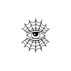 vector illustration of eye and cobweb