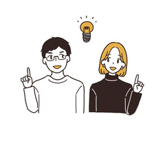 夫婦　ひらめきのポーズ