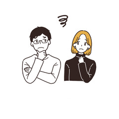 夫婦　悩んでいるポーズ