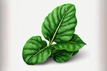 Isolated spinach leaves on a white backdrop. picture with high resolution. Generative AI