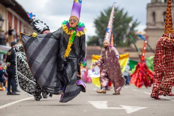 Abwaschbare Fototapete Karneval Carnival of Cajamarca, parade of multicolored and traditional costumes. Cajamarca, Peru.