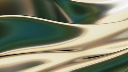 Green and gold beautiful metal with modern artistic detail Abstract, dramatic, modern, luxurious and exclusive 3D rendering graphic design element background material.