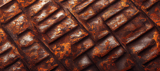 old rusty slanted iron wall texture background with Generative AI Technology