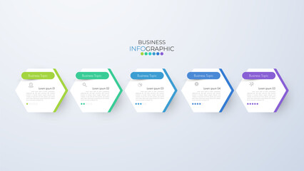 Modern infographic Timeline template can be used for workflow layout, diagram, number options, web design. Infographic business concept with 5 option, parts, steps or processes.