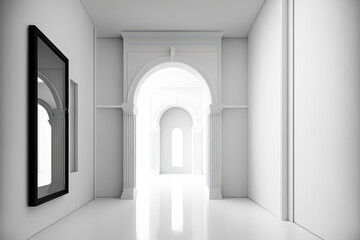 White interior background with architecture. Generative AI