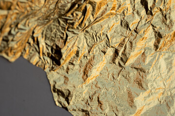 textura acercamiento de hoja de oro, para manualidades, un poco arrugada.