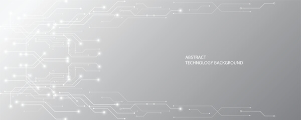 Grey white Abstract technology background, Hi-tech digital connect, Communication, High technology concept, Science background
