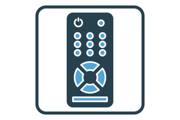 TV remote control icon illustration. icon related to multimedia. Solid icon style. Simple vector design editable