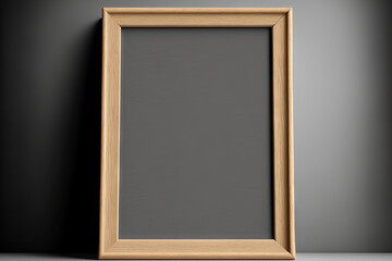 Fototapeta na wymiar Empty gray felt Board in a wooden frame. SPACE FOR TEXT. Generative AI