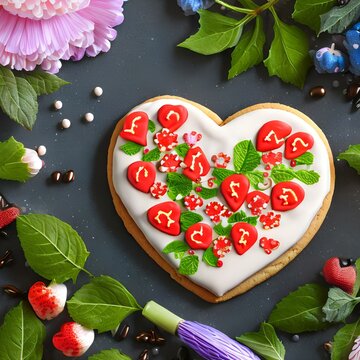 A heart-shaped cookie decorating activity for two2, Generative AI