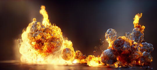 fire explosion background. Burn, blaze, explode, burning fire, hot, flame, blast with Generative AI Technology