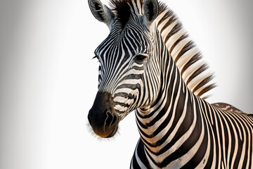 Fototapeta na wymiar Zebra on a white background. Generative AI
