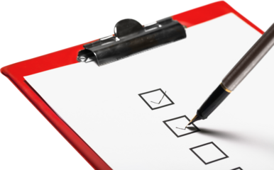 Marking in a Checkbox with Pen on the Sheet of Paper on the Clipboard - Isolated