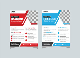 Business Flyer Layout Design with Red and blue color