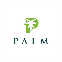 Palm logo with initial letter P logo vector template