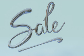 Sale 3d render lettering transparent modern glass 