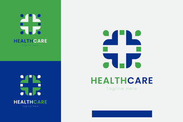 Set of medical healthcare logo vector design templates with different color styles