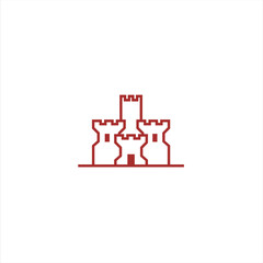 Castle tower with line style vector logo.