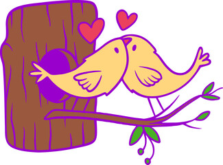 Valentine Bird Couple Illustration