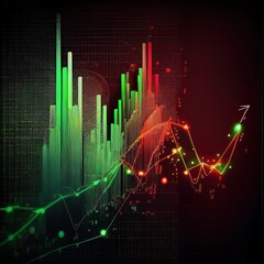 Gain, green arrow, chart, investment, stock exchange, stocks, money, growth planning charts, opportunity, business challenge and strategy, profit target, generated by ai