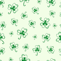 Seamless pattern with shamrock, St. Patrick's Day, festive background